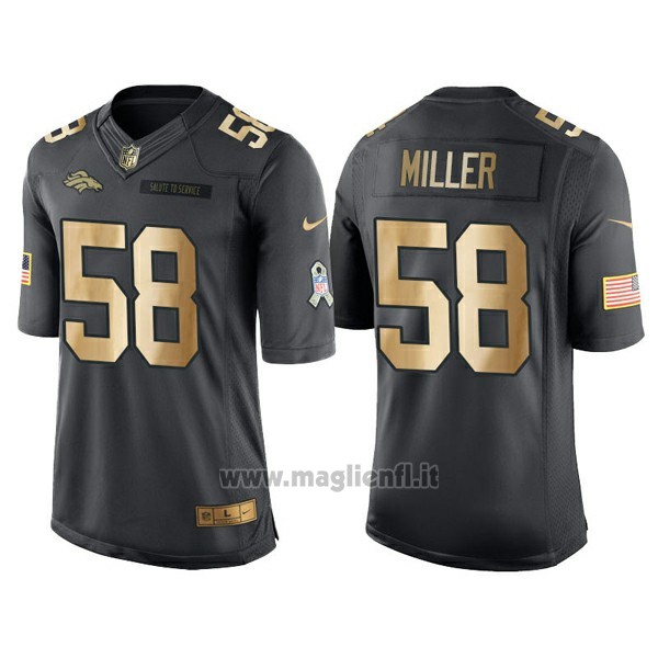 Maglia NFL Gold Anthracite Denver Broncos Miller Salute To Service 2016 Nero